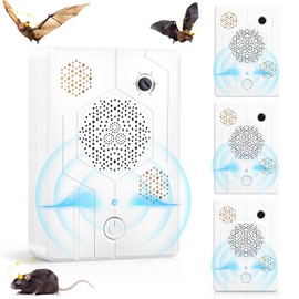 4 Pack 2025 Ultrasonic Bat Repellent Keep Bats Away from Attic Porch House,Rechargeable & Adjustable Bat Deterrent Devices for Indoor Outdoor Use,Safe for Humans and Pets