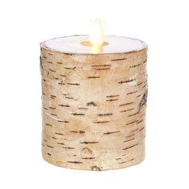 Raz Imports 3.25"X4" Moving Flame Birch Wrapped Pillar Candle