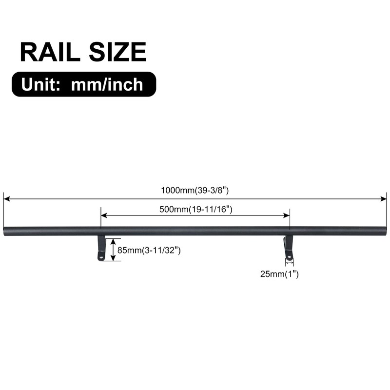 KINMADE 39'' (1000mm) Round Track/Rail for Rolling Ladder Hardware Kit