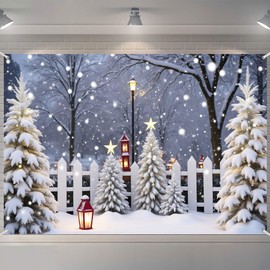 Christmas Photography Backdrop Glitter Snowy Forest Pine Tree Background Xmas Holiday Party Decor Banner 72 x 44 Inch