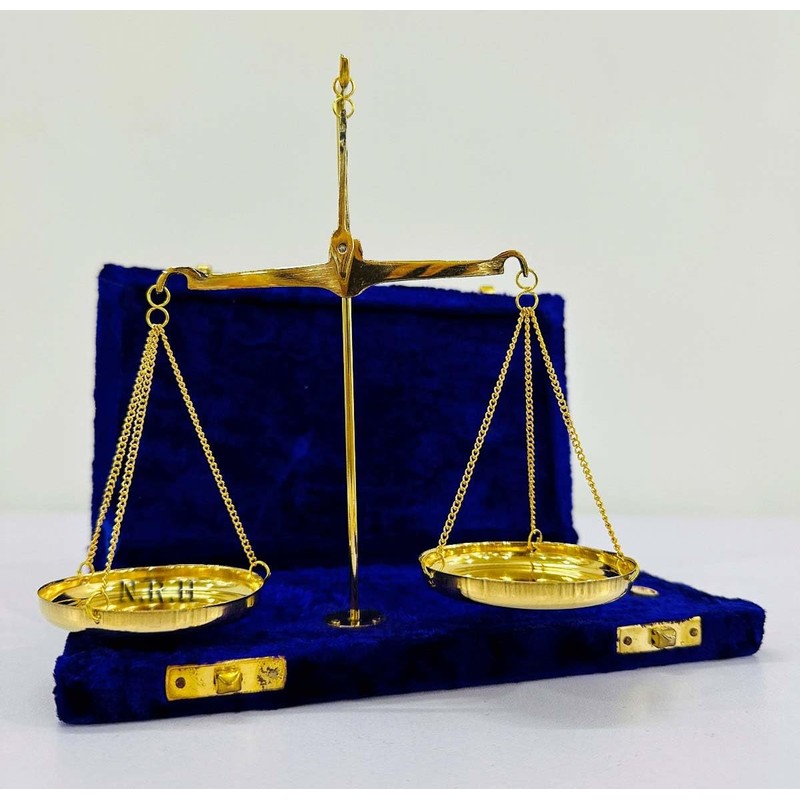 Vintage Brass Balance Weighing Scale Polished With Velvet Box With
