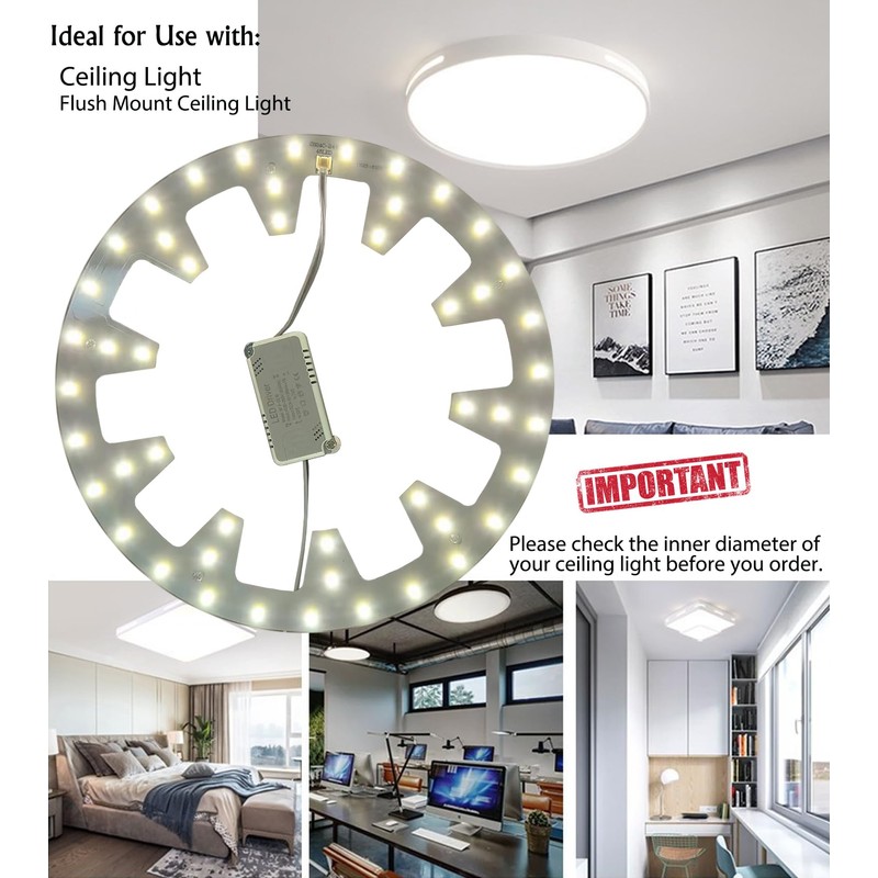 Zhairdalstar 24W LED Flush Mount Ceiling Fan Ring Light Kit
