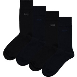 BGDK Men's Solid Dress Crew Socks - 4 Pair Pack - Soft and Lightweight Cotton Comfort black shoe size 7-13