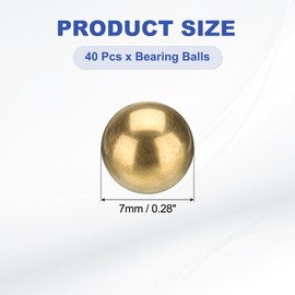 sourcing map 40 Pcs Bearing Balls, 7mm Precision H65 Brass Bearing Balls Industrial Brass Ball Spheres for Machinery, Automotive, and DIY