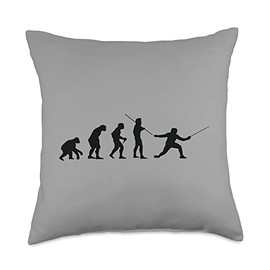 Fencing Gear Tournament Training Designs Fencing Evolution Fencer Gear Throw Pillow, 18x18, Multicolor