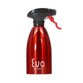 Evo Oil Sprayer, Non-Aerosol for Olive Oil and Cooking Oils, 18/8 Stainless Steel Bottle, Red, 16-Ounce Capacity