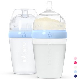INTTERO 9oz Blue Formula Dispenser Anti-Colic Baby Bottles - 2 Pack/Medium Flow (Cute Blue) — Everyday Baby Essential — Formula Bottle — Biberones para Formula — PopYummy Mixie — Easy Baby Brezz