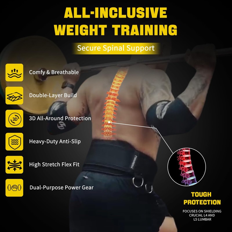2-in-1 Weightlifting Belt & Dip Belt with 41 IN Steel