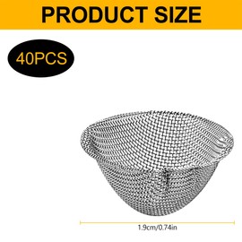 Lotsdonxia 40 Pcs Stainless Steel Tapered Mesh Filters – Reusable Gauzes Adjustable 19mm Pre-Cut Screens for Pipes, Funnels, and Smoke Filters