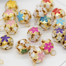 100Pcs Vintage Bells Charms Cherry Blossom Iron Bells Janpanese Hollow Bells Pendant for DIY Craft Keychain Backpack Hanging 18mm Mixed Color