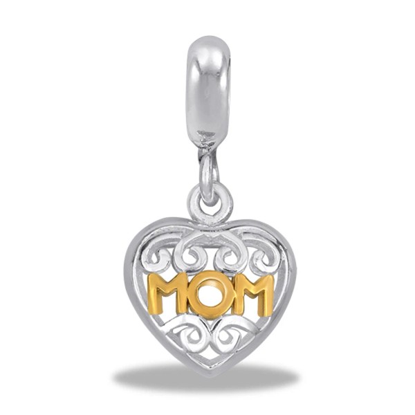 Center Court DaVinci Beads Dangle Two-Tone Mom Heart Interchangeabl