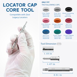 Denture Locator Caps Removal and Seating Core Tool, 3 Tools in 1 Compatible with Zest Legacy Locators, Overdenture System Features Core Locator Tool, Removal Tool, Seating Tool and Anchor Driver