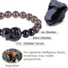 Jewever Black Obsidian Fox Bracelet Stretch Natural Gemstone Healing Crystal