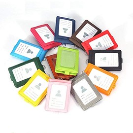 Badge Holder with Zip,SENRISE PU Leather ID Badge Holder Vertical with 1 ID Window, 4 Card Slots, 22" PU Detachable Neck Lanyard/Strap (Red)