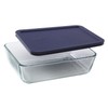 Pyrex Simply Store 6-Cup Rectangular Glass Food Storage Dish,Blue Made
