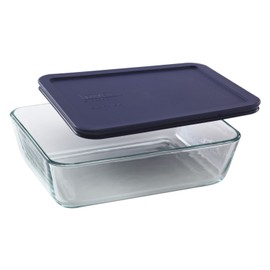 Pyrex Simply Store 6-Cup Rectangular Glass Food Storage Dish,Blue Made in the USA