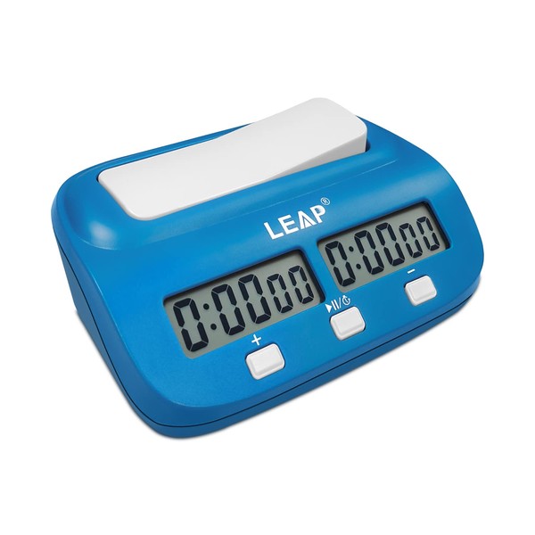 LEAP Chess Clock Timer for Chess and 2 Players Board Game with Bonus (Fisher) and Delay Features Blue