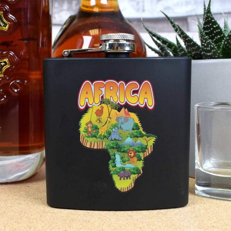 6oz (170ml) 'Map of Africa' Pocket Hip Flask (HP00037906)