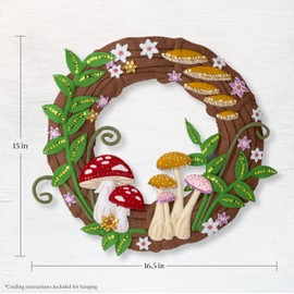 Bucilla, Mushroom Magic, Perfect for DIY Arts and Crafts Felt Applique Wreath Making Kit