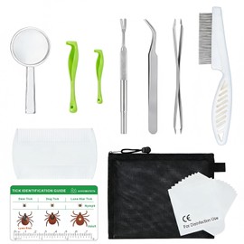Tick Removal Tool & Twister Kit for Dogs, Cats & Humans, 10-in-1 Stainless Steel Tick Removers & Tick Puller Set - Professional Tick Tweezers Tool for Camping, Hiking & Dog Tick Remover