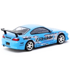 DCD Nissan Silvia (S15) Vertex RHD (Right Hand Drive) "GReddy" Light Blue "Global64" Series 1/64 Diecast Model by Tarmac Works