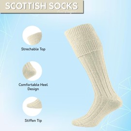 ZANGOC Kilt Socks Mens 6-11 Wool Traditional Scottish Socks Warm Kilt Comfortable Hose Casual Leg warmers kilt Socks UK Size 6-11