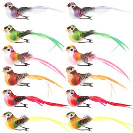 PRETYZOOM Artificial Birds with Feathers and Clip Styrofoam Shape Foam Garden Decoration Figures Christmas Tree Miniature Ornaments Wedding Decoration Random Colour Pack of 12,16X4X3CM