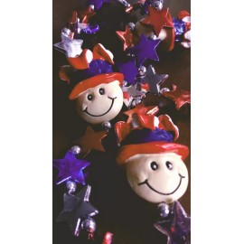 Patriotic Happy Face Handstrung Mardi Gras Party Necklace Bead