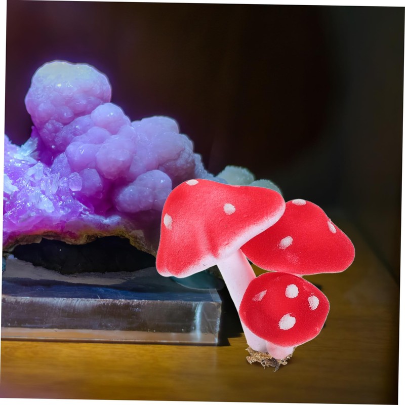 ORFOFE Unique 3-Headed Mushrooms 6pcs Foam Mushroom Figurines Natural Garden