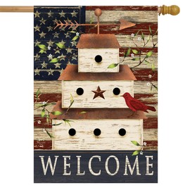Patriotic Birdhouse Summer House Flag 40" x 28" Briarwood Lane