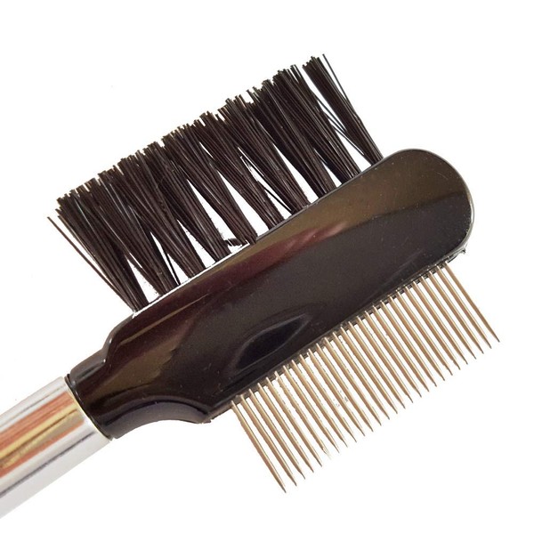 Deluxe Eyelash Comb with Stainless Steel End, Eyelash Brush with Metal Comb, Also Ideal for Application of Eyelash Extensions
