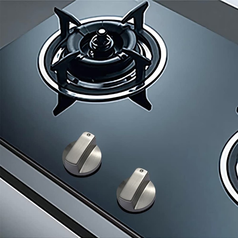 YANWANDEFA 4 Pcs 6MM Gas Hob Knobs Silver Cooker Hob