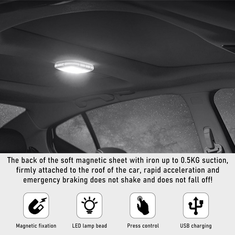 Gasedin Magnetic Dome Light for Car, Car Interior Portable Magnetic