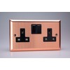 Varilight XY5B.BC 13A Socket, 2-Gang, 2 Pole, Urban Brushed Copper