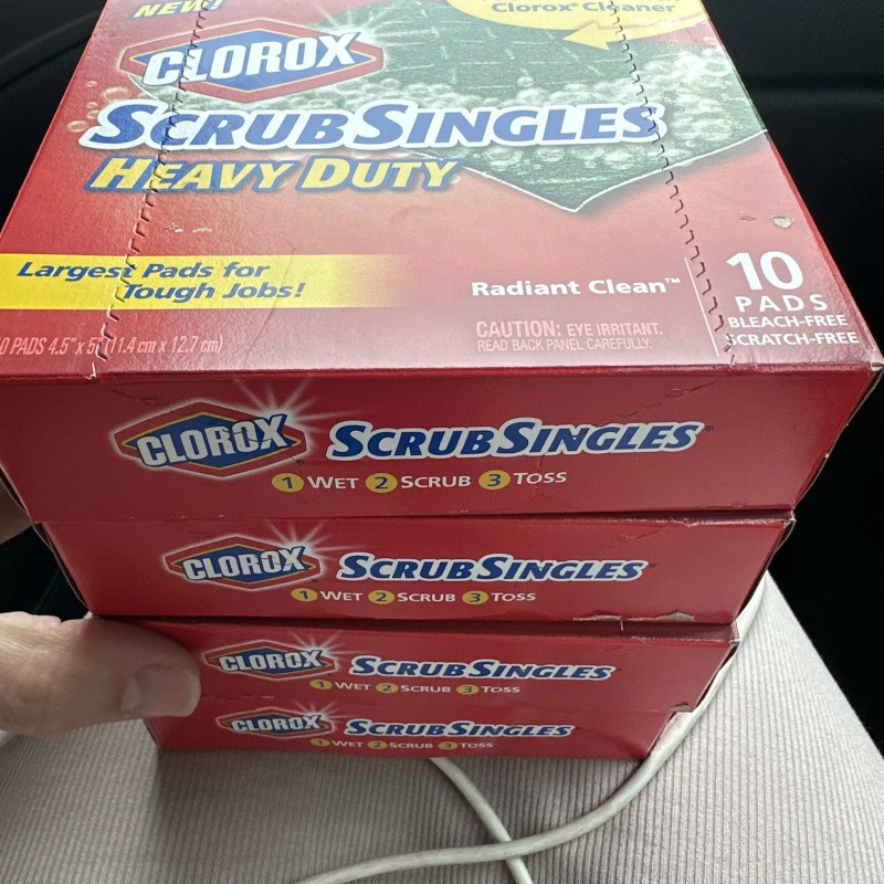 Clorox Lot Of 4 Clorox Scrub Singles Heavy Duty Pads