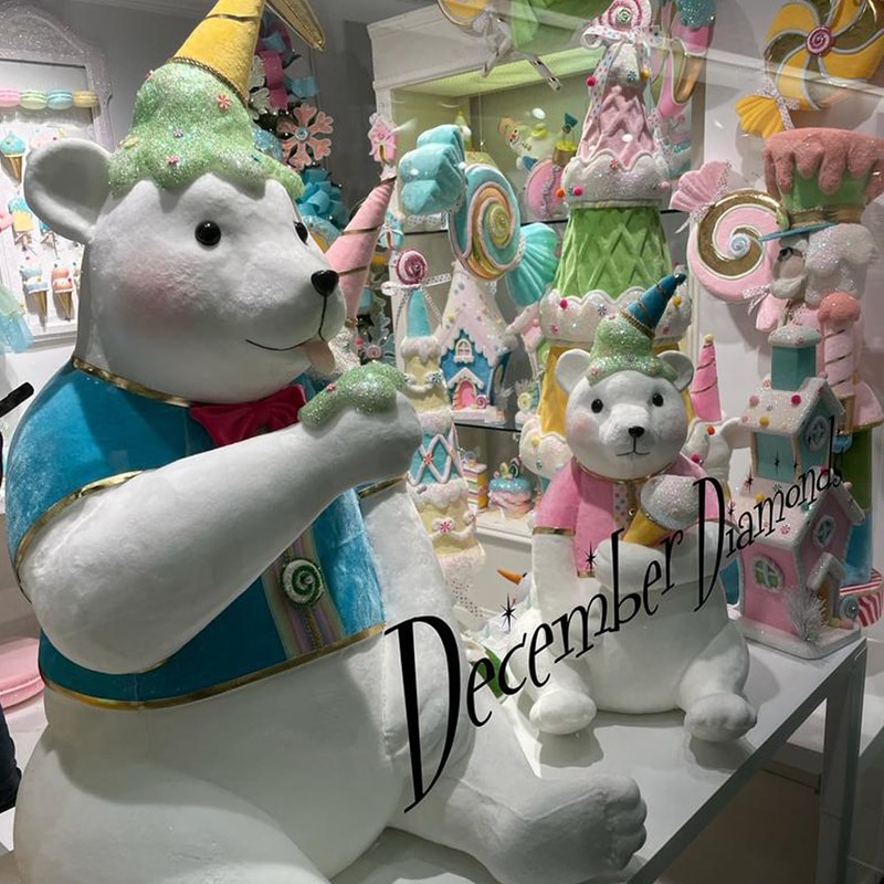 December Diamonds Snow Cream Shoppe 10" Pink Bauble Tabletop