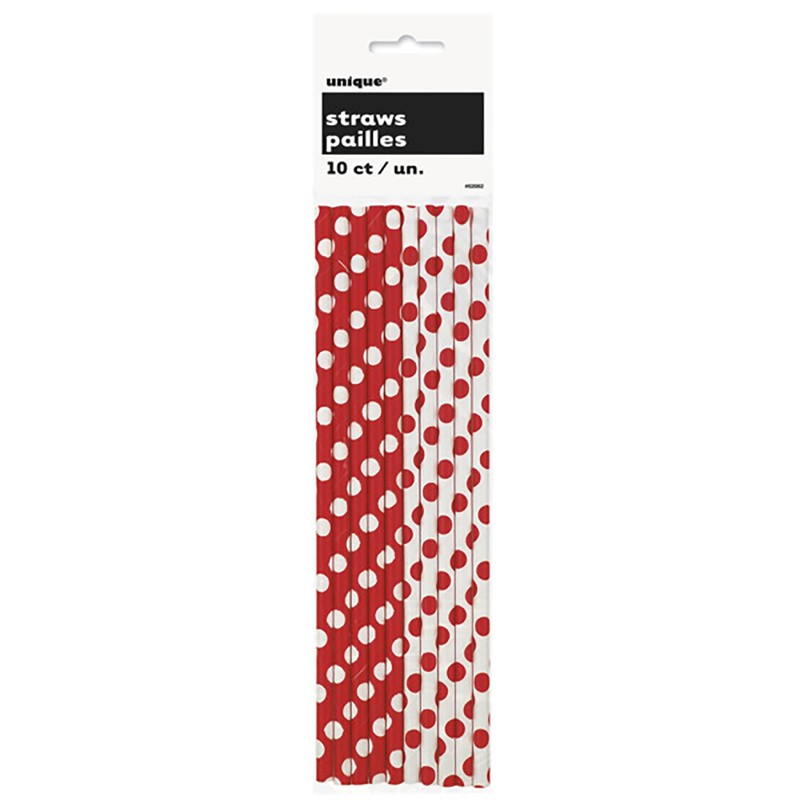 Paper Straws 10/Pkg-Midnight Black Decorative Dots