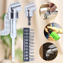 105° Allen Wrench Attachment, Angle Screwdriver Attachment with 1/10.2 cm Hex Shank, Flexible Corner Tool for Tight Spaces, Durable Stainless Steel Drill Adapter for Home and Professional