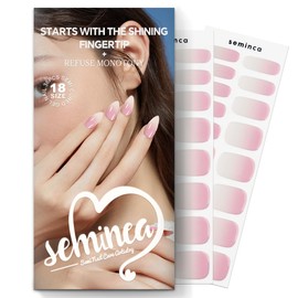 SEMINCA Semi Cured Gel Nail Strips-Valentine's Pink Semi-Cured Gel Nail Stickers,Easy DIY Press On Nails,Salon Gloss at Home(White and Pink Gradient Color)