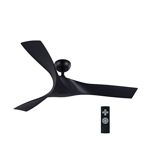 VONLUCE 52" Black Ceiling Fan No Light with Remote Control,