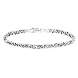 Miabella Italian 925 Sterling Silver or 18K Gold Over Silver 4mm Byzantine Link Chain Anklet Ankle Bracelet for Women, Made in Italy (sterling silver, Length 9 Inches (X-Small))