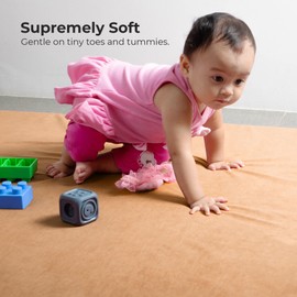 Padded Baby Play Mat for Floor with Plush Fabric - Soft Foam Baby Floor Play Mat for Comfort and Safety - Ideal Floor Mat for Baby Playrooms and Nurseries (Sandstone)