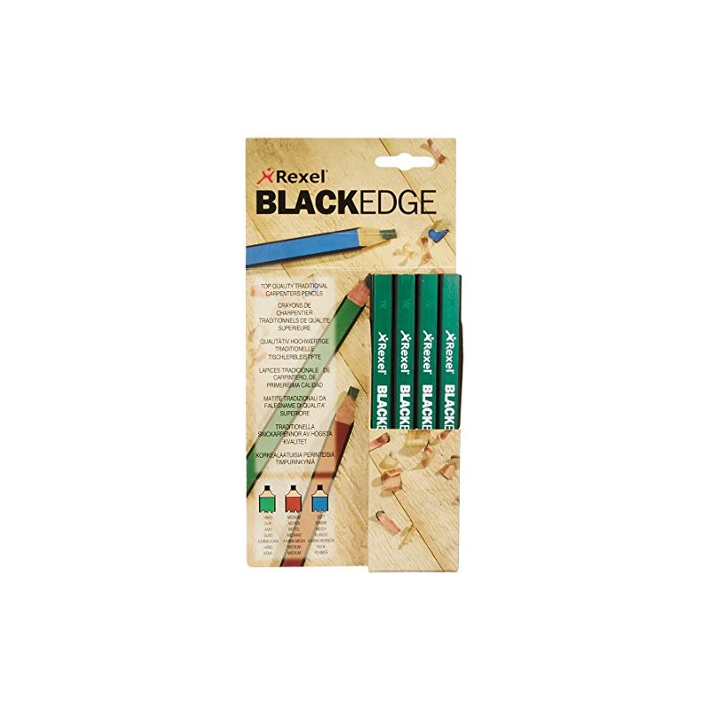 Rexel Blackedge Carpenters Pencils - Hard, Box of 12 ,