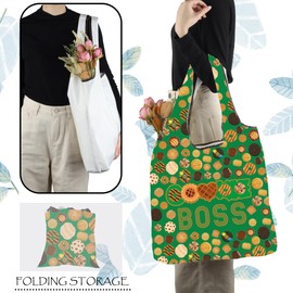 TOBGBE Scou- Co-Kie Boss Foldable Reusable Grocery Bags Sc-ut Mom Tote Troop Leader Gift C-okie Dealer Shoulder Handbag (Co-Kie Boss F TE)