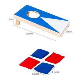 TOMVAES Super Fun, Portable Mini Desktop Cornhole Set of 2,Coated Wood Boards with 4 Red 4 Blue Bags,Wooden Desktop Cornhole Game Set for Travel, Tabletop Mini Bean Bag Toss Game for Kids and Adults