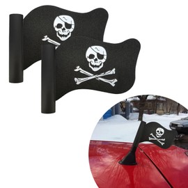 BWBWND 2 PCS Pirate Flag Car Antenna Toppers, Flag-Shape Antenna Ornament with Skull Crossbones Pattern, Cool Skeleton Flag Antenna Topper Cover Exterior Decor for Most Vehicles