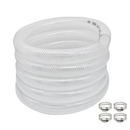 1/2" ID x 3/4" OD - 50Ft High Pressure Braided Clear PVC Vinyl Tubing Flexible Vinyl Tube Heavy Duty UV Chemical Resistant Hose Water