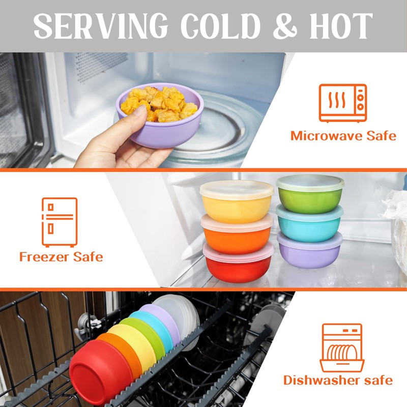 Webake 3.5" Silicone Pinch Bowls for Cooking Prep, 4oz Small