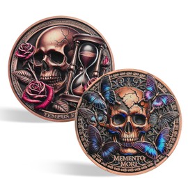CHURYUML Memento Mori Coin Tempus Fugit Stoic Challenge Coins Death Reminder Pocket Token for Daily Stoic Meditations Cool Inspirational Stoicism Gifts Motivational Presents
