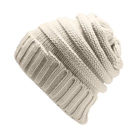 Autumn and Winter Hats for Women, Knitted Hats with Yarn and a flip Over Design (AU, Alpha, One Size, Beige)